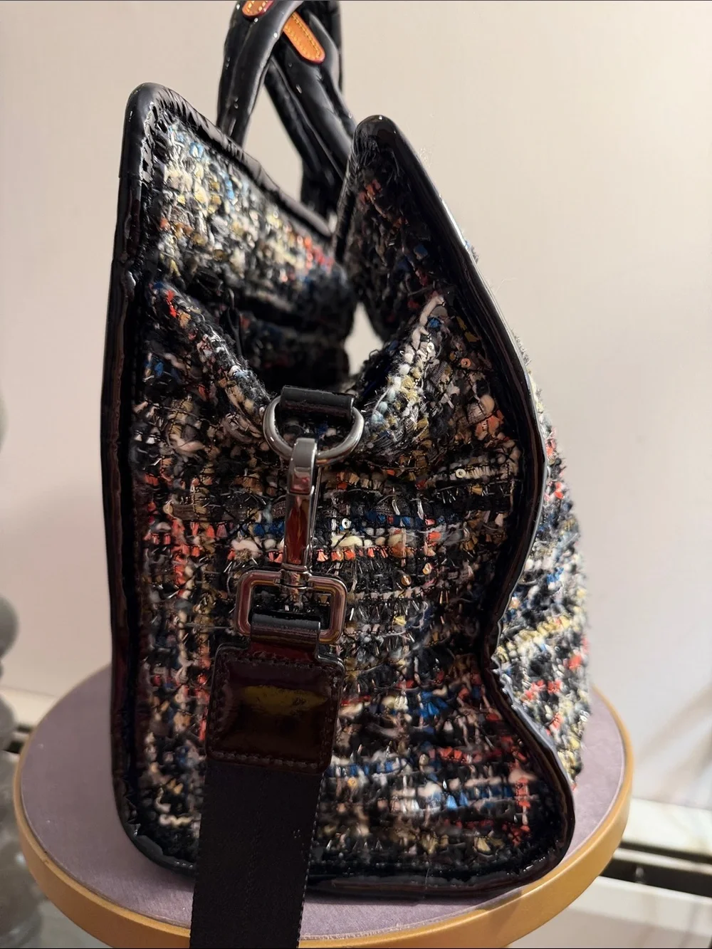 MZ Wallace Medium Box Tote in a multicolored tweed fabric also a crossbody - Picture 7 of 9